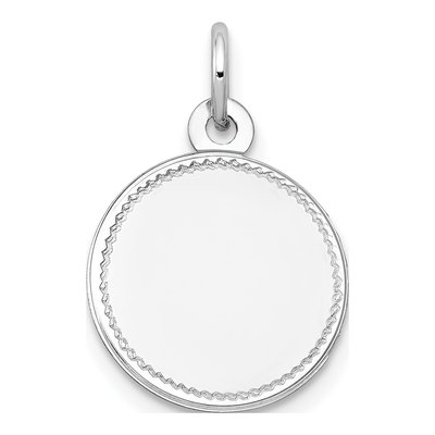 14K White Gold Round Disc Charm