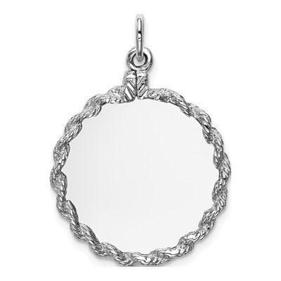 14K White Gold Gauge Round Disc Charm