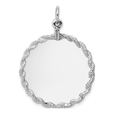 14K White Gold Round Disc Charm