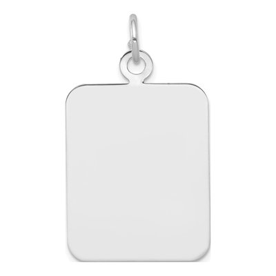 14K White Gold Rectangular Disc Charm