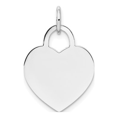 14K White Gold Heart Disc Charm
