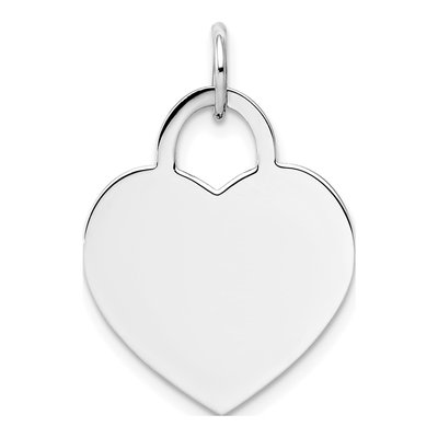 14K White Gold Heart Disc Charm