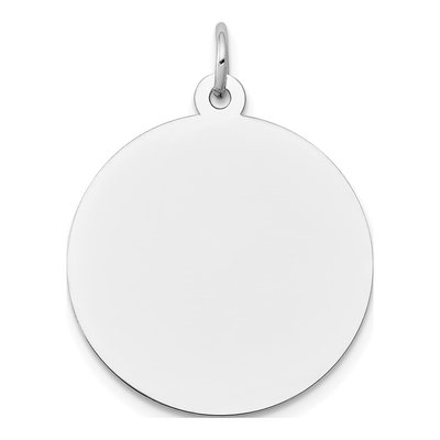 14K White Gold Round Disc Charm