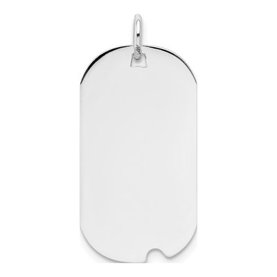 14K White Gold Dog Tag Pendant