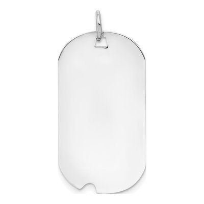 14K White Gold Dog Tag Pendant