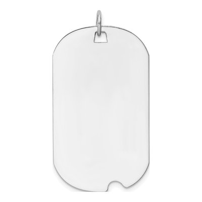 14K White Gold Dog Tag Pendant