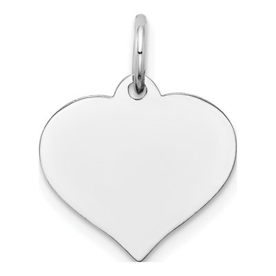 14K White Gold Heart Disc Charm