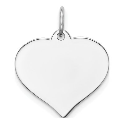14K White Gold Heart Disc Charm