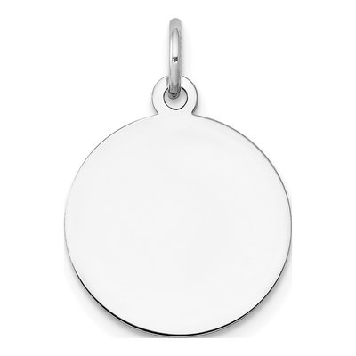 14K White Gold Round Disc Charm