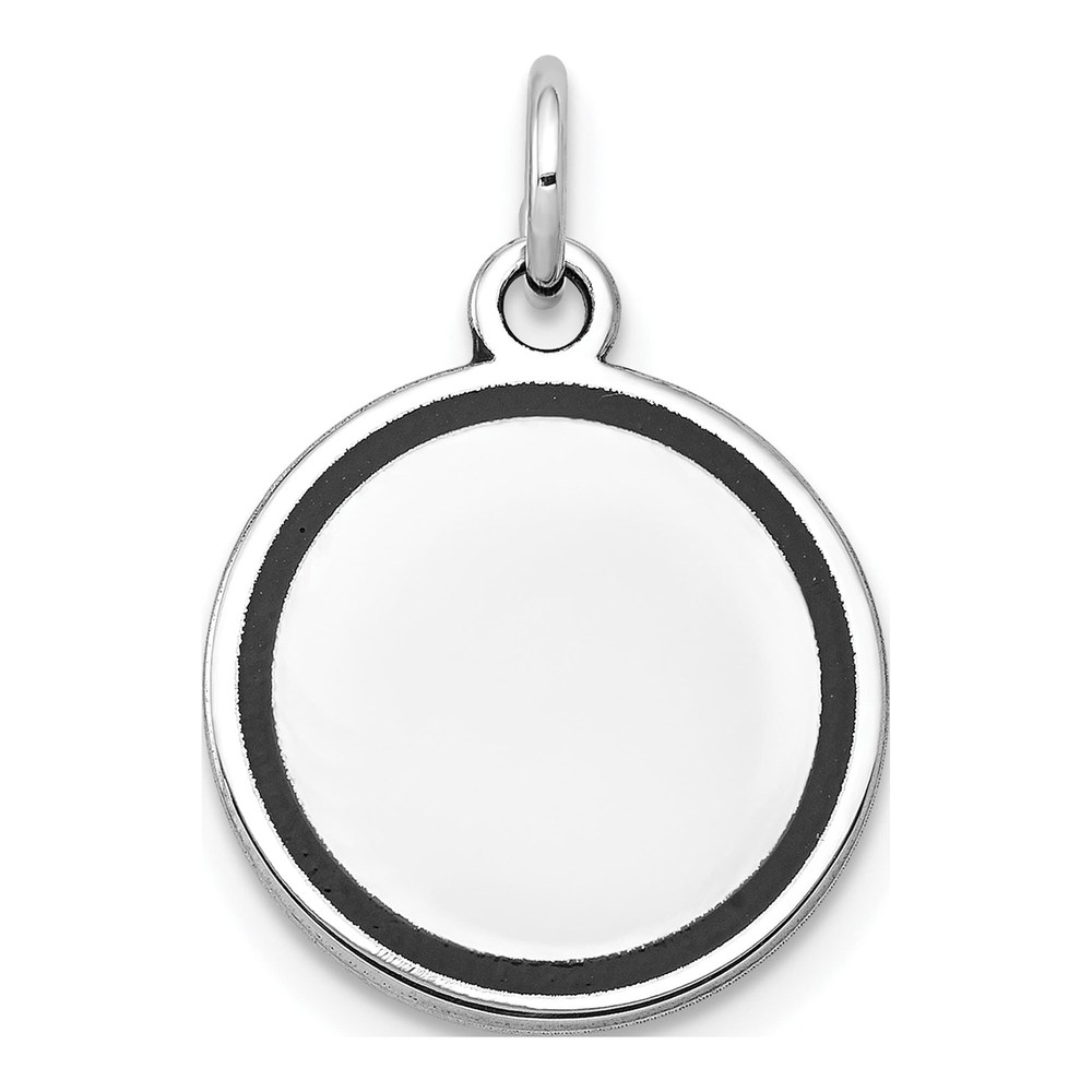 14K White Gold Round Disc Pendant