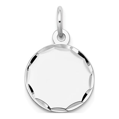 14K White Gold Round Disc Charm