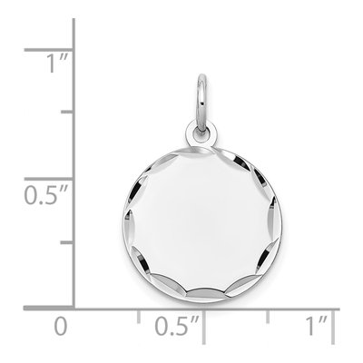 14K White Gold Engravable Round Disc Charm – view 2