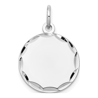 14K White Gold Round Disc Charm