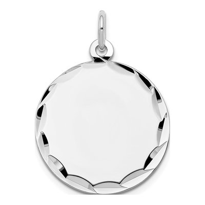 14K White Gold Round Disc Charm