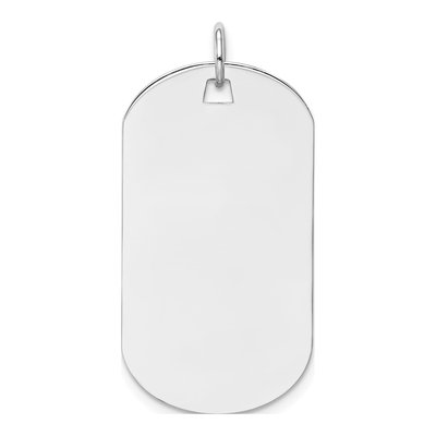 14K White Gold Dog Tag Pendant