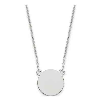 14K White Gold Disc Pendant Necklace