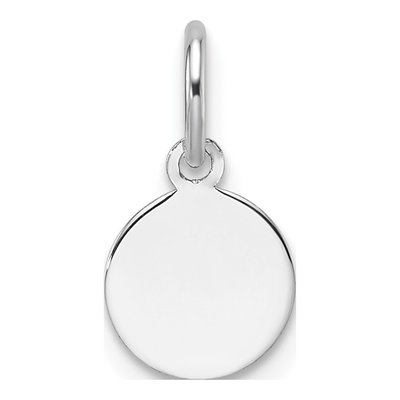 14K White Gold Round Disc Charm