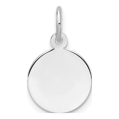 14K White Gold Round Disc Charm