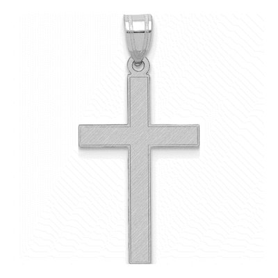 14K White Gold Florentine Cross Pendant
