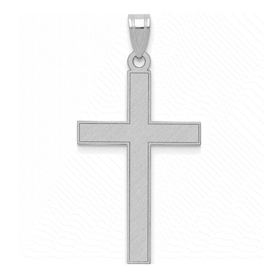 14K White Gold Florentine Cross Pendant