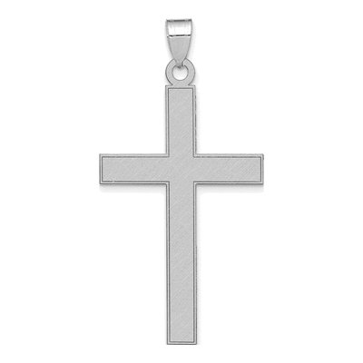 14K White Gold Florentine Cross Pendant
