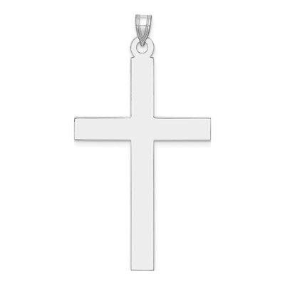 14K White Gold Large Cross Pendant