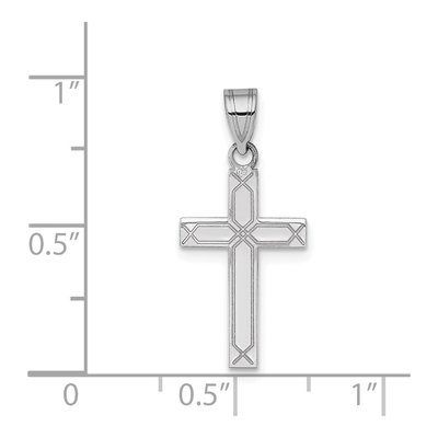 14K White Gold Laser-Etched Cross Pendant – view 4