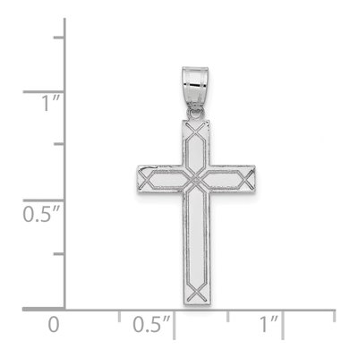 14K White Gold Laser-Etched Cross Pendant – view 4