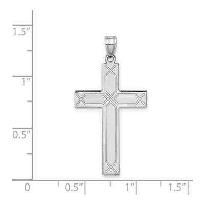 14K White Gold Laser-Etched Cross Pendant – view 4
