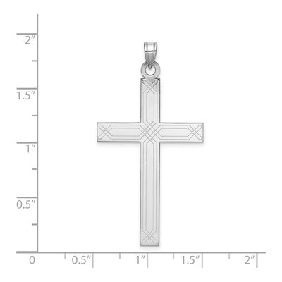 14K White Gold Laser-Etched Cross Pendant – view 4