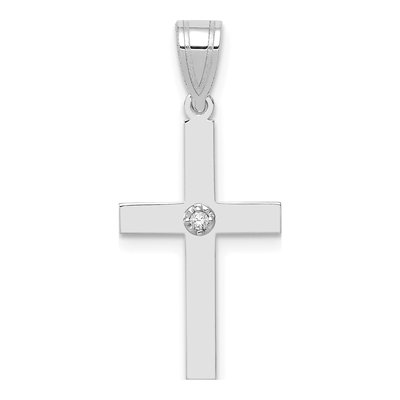 14K White Gold Diamond Cross Pendant