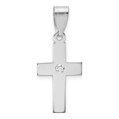 14K White Gold Diamond Cross Pendant