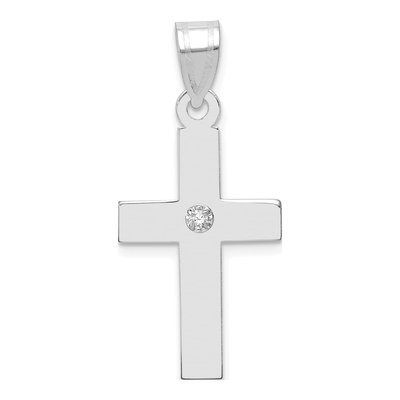 14K White Gold Diamond Cross Pendant