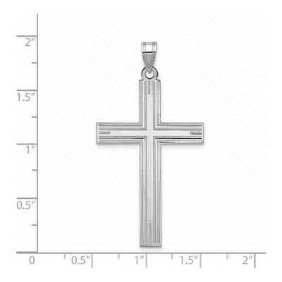 14K White Gold Laser-Etched Cross Pendant – view 4