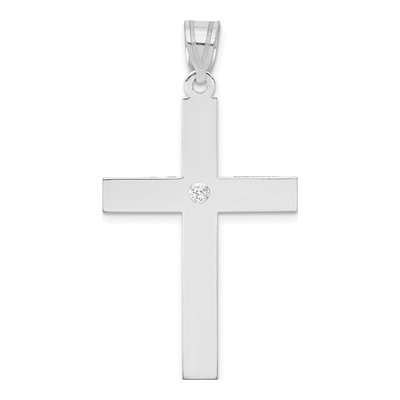 14K White Gold Diamond Cross Pendant