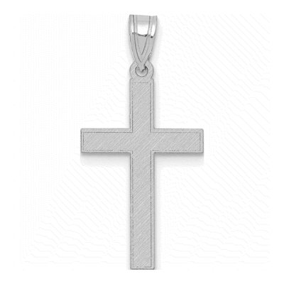 14K White Gold Florentine Cross Pendant