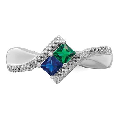 Sterling Silver Diamond Personalized 2-Name Couple's Family Ring – view 5