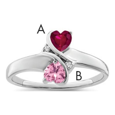 Sterling Silver Diamond Personalized 2-Name Couple's Family Ring