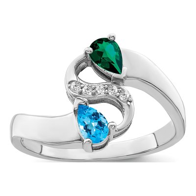Sterling Silver Diamond Personalized 2-Name Family Ring – view 2