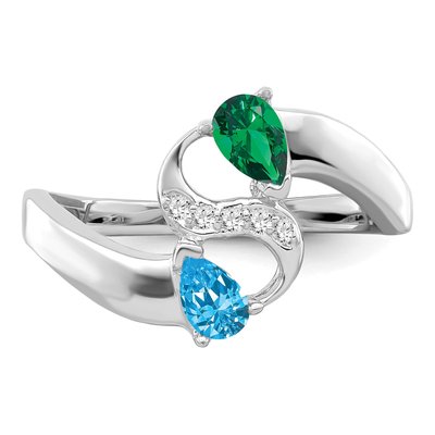 Sterling Silver Diamond Personalized 2-Name Family Ring – view 5