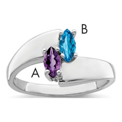 Sterling Silver Personalized 2-Name Couple's Family Ring