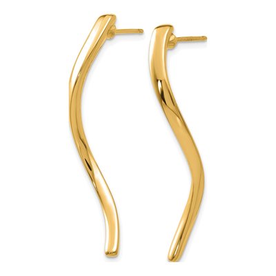 14K Yellow Gold Long Curled Dangle Earrings – view 3