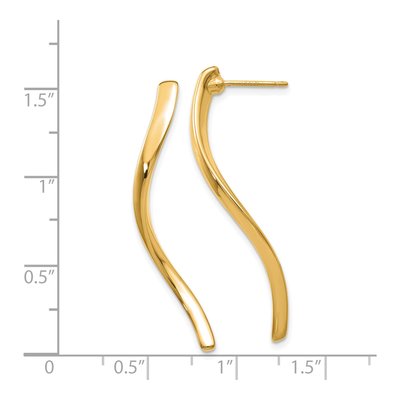 14K Yellow Gold Long Curled Dangle Earrings – view 5