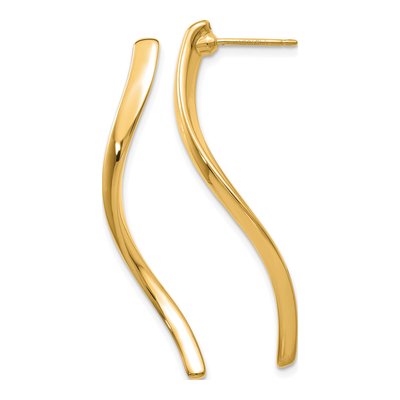 14K Yellow Gold Long Curled Dangle Earrings