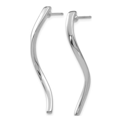 14K White Gold Long Curled Post Drop Earrings – view 3