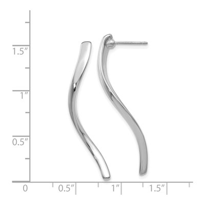 14K White Gold Long Curled Post Drop Earrings – view 5