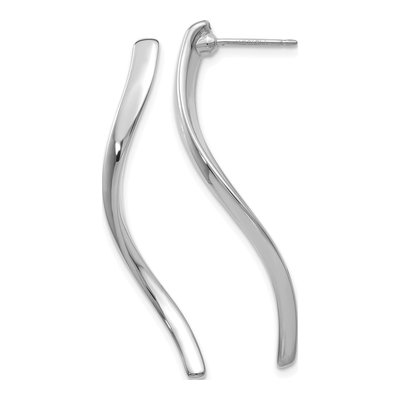 14K White Gold Long Curled Dangle Earrings