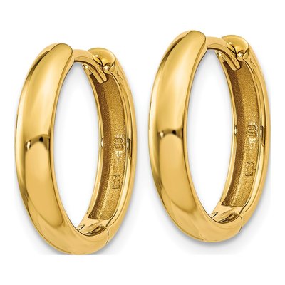 14K Yellow Gold 13mm Round Huggie Hoop Earrings – view 3