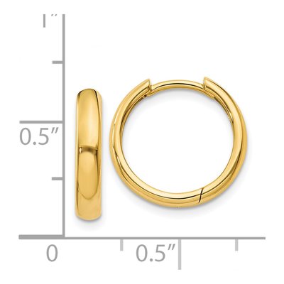 14K Yellow Gold 13mm Round Huggie Hoop Earrings – view 5