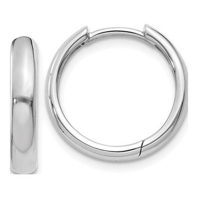 14K White Gold 11mm Huggie Hoop Earrings